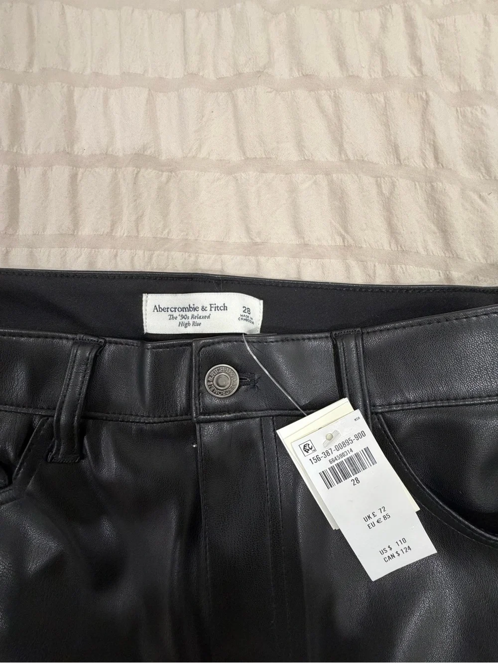 Abercrombie & Fitch Black Faux Leather High-Rise Jeans